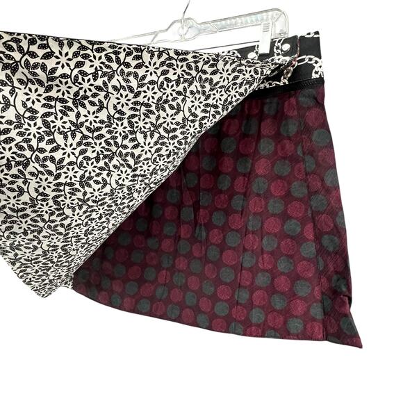 Zand Amsterdam Reversible Wrap Skirt OS Multicolor Dots Floral Snap Punk Grunge - Picture 4 of 16